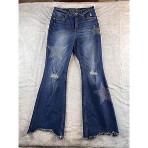 Gemma Rae High Rise Flare Jeans Womens 11/30 Blue Rhinestone Star Boho